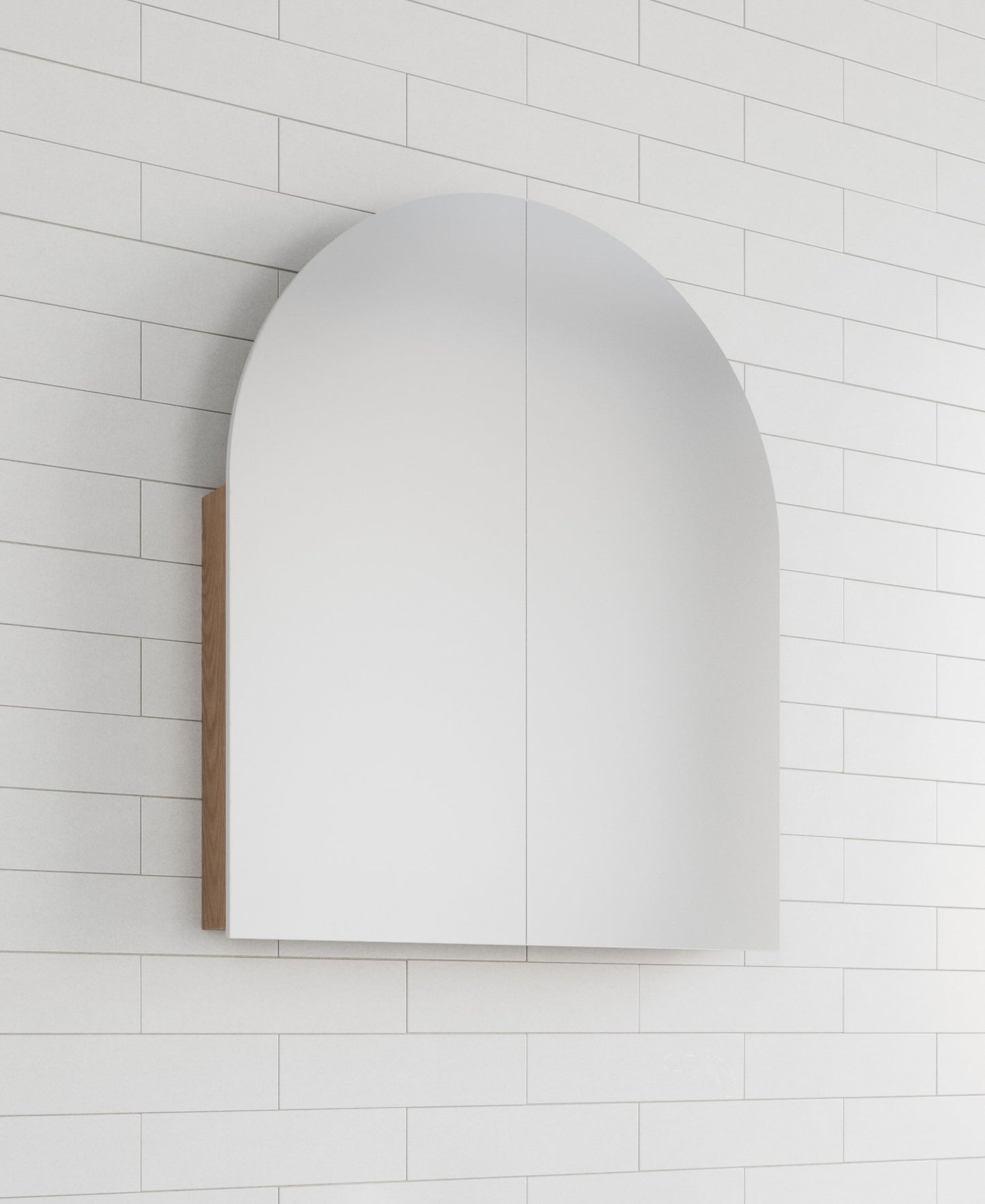 900 wide arch bathroom cabinet mirror, adjustable shelves in oak