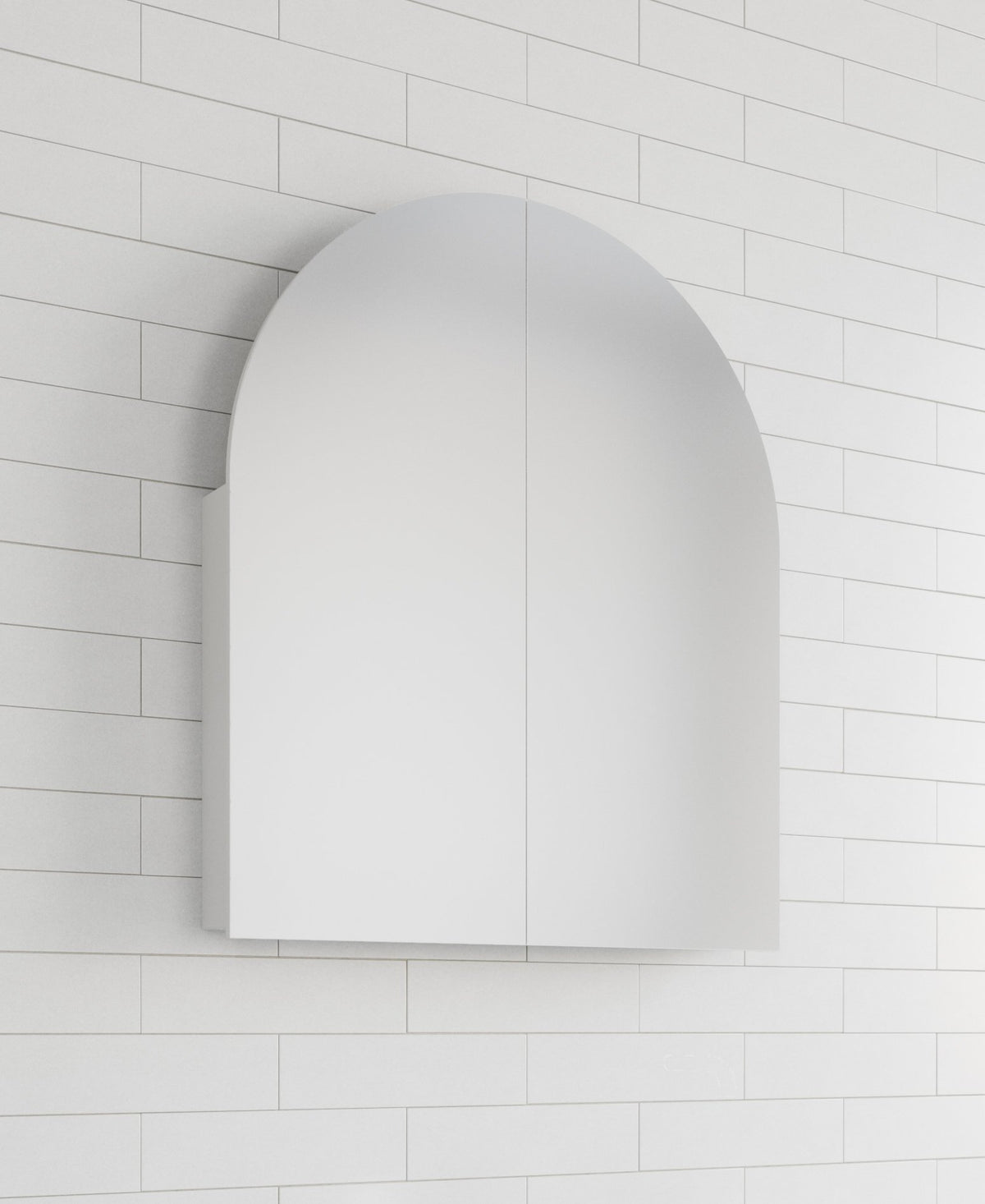 900 wide arch bathroom cabinet mirror, adjustable shelves in white