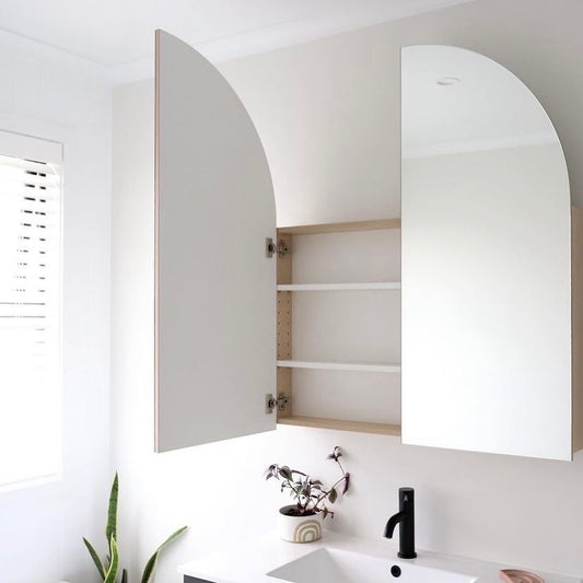 Arch cabinet bathroom mirror, oak or white