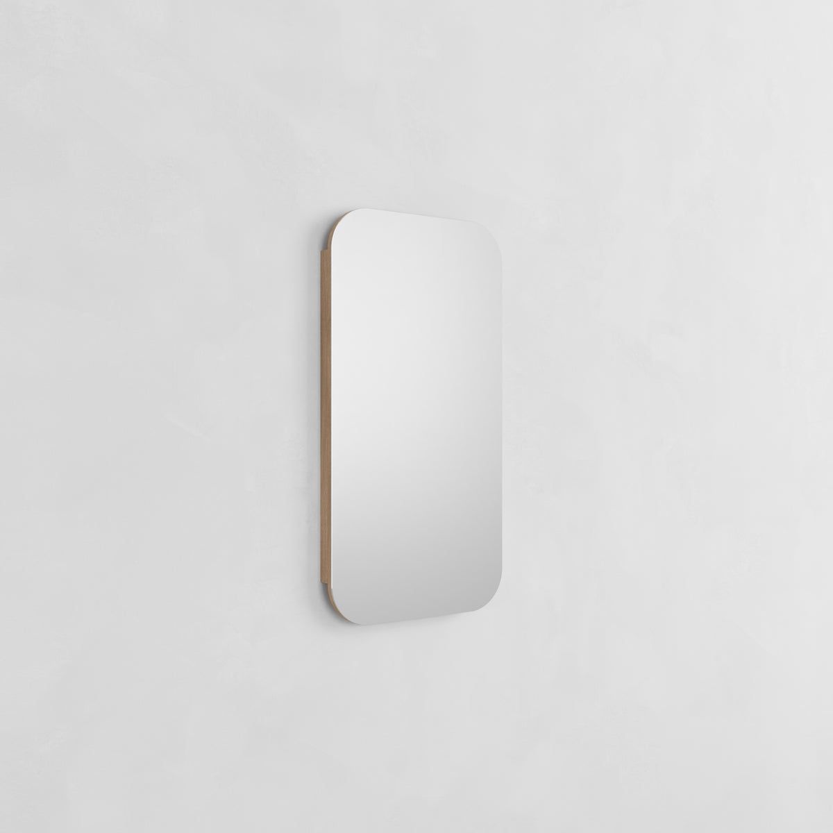 Oak rectangular recessed cabinet mirror