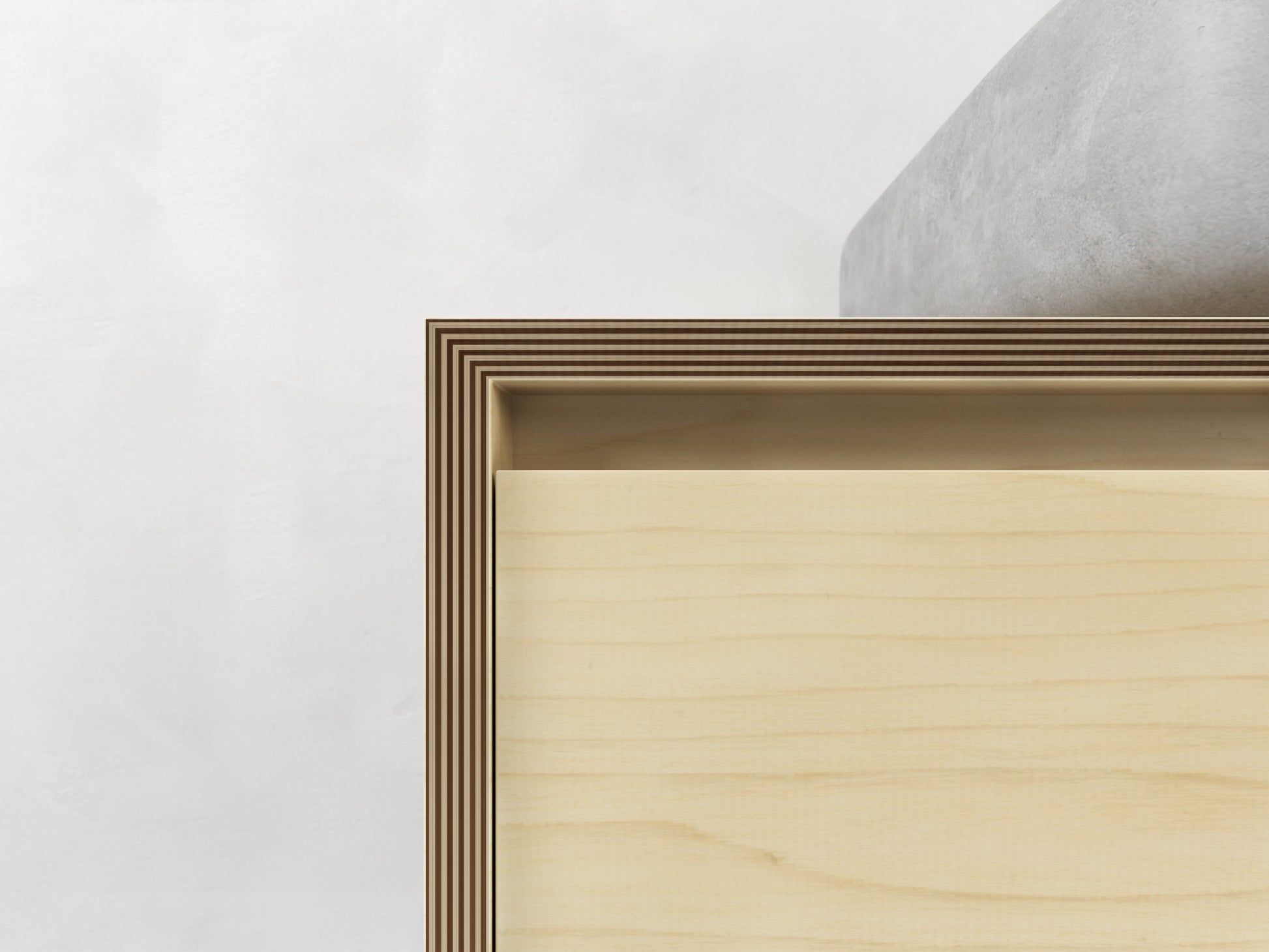 Wall hung vanity, made from Plywood, 1 drawer with an open shelf