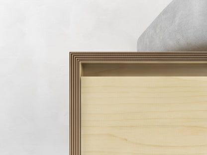 Wall hung vanity, made from Plywood, 1 drawer with an open shelf