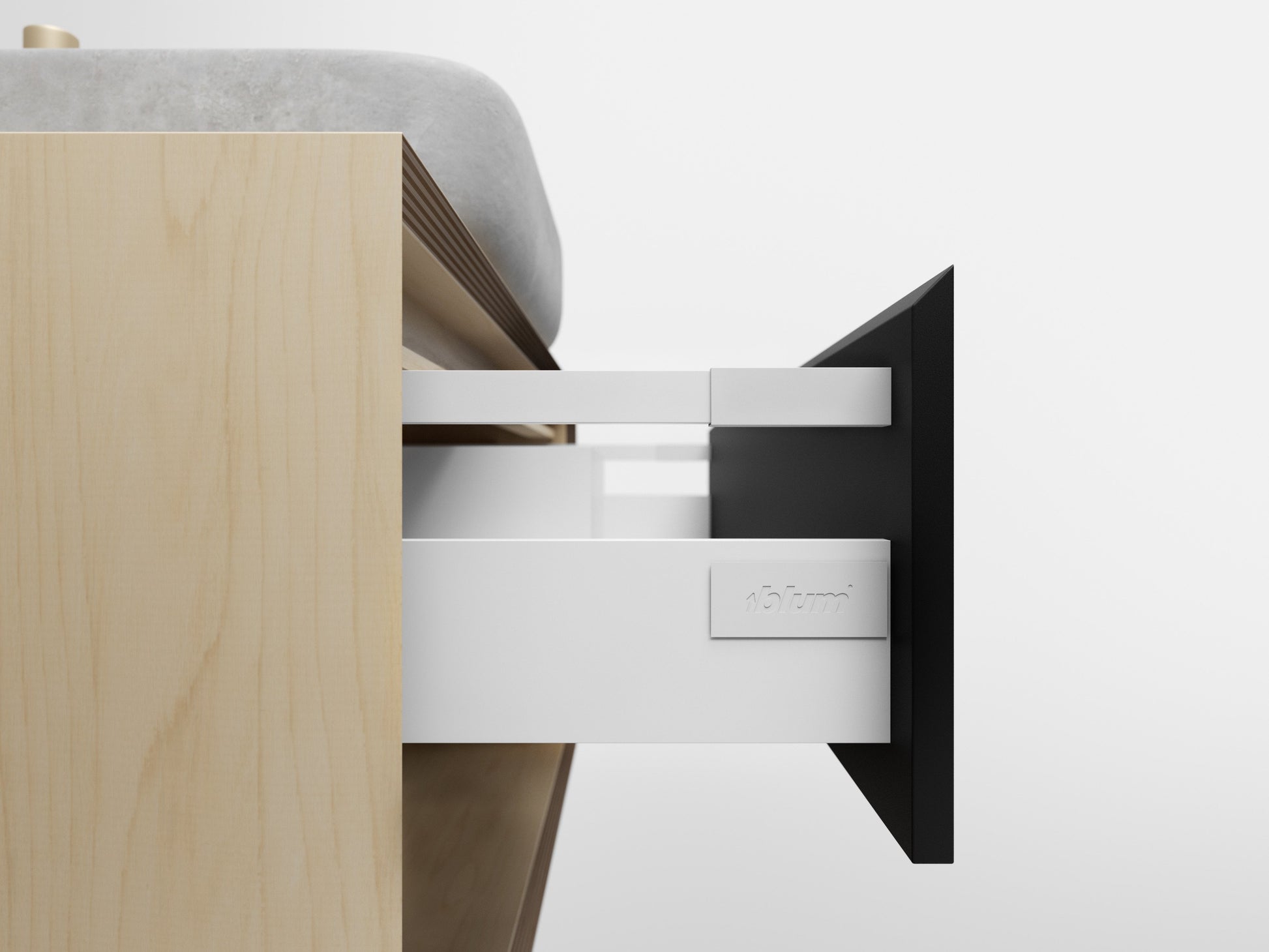 Wall hung vanity, made from Plywood, 1 drawer with an open shelf